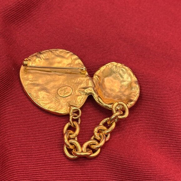 VTG Norma Jean Abstract Modernist Matte Gold-Tone Brooch - Picture 4 of 9